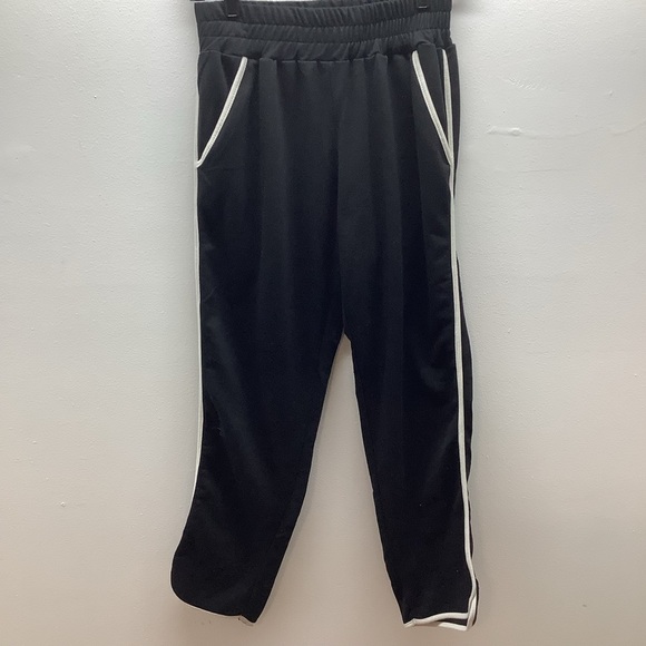 Doublju Size Small Women’s Crop Black Joggers with White Trim. Preloved - Picture 1 of 6